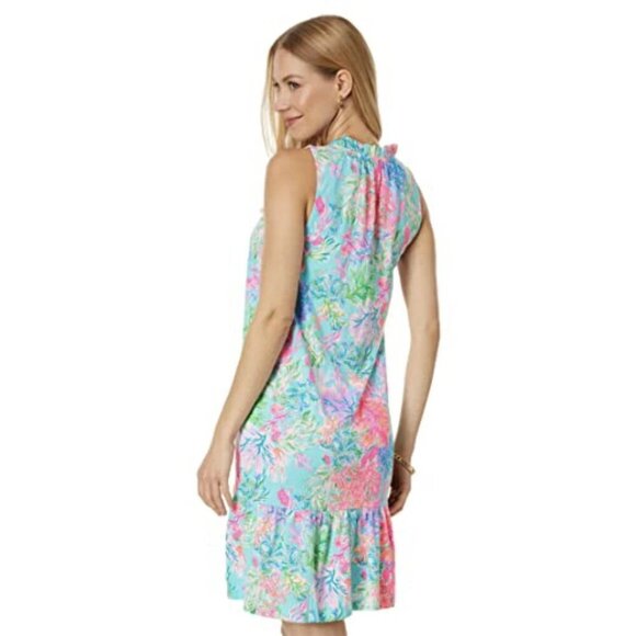 LILLY PULITZER “Celestial Blue Cay To My Heart” Malone Dress in Blue/Pink, M - Picture 2 of 10